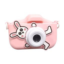 Camera foto copii iepuras, HD, video, jocuri, reincarcabila, ecran IPS, roz