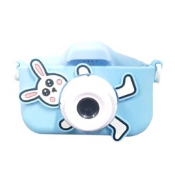 Camera foto copii iepuras, HD, video, jocuri, reincarcabila, ecran IPS, bleu