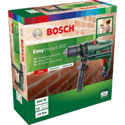 Set masina de gaurit si insurubat (bormasina) cu percutie EasyImpact 600, 600 W, 3000 RPM, 45.000 BTM