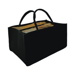 Coș din pâslă cu mânere pentru lemne 27x50 cm negru
