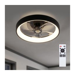 Brilagi - Ventilator de tavan LED dimabil, 34 W, 230 V, Ø 50 cm, negru, cu telecomandă