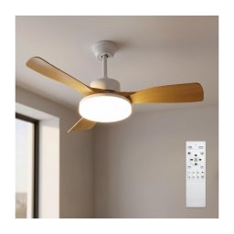 Brilagi - Ventilator de tavan cu LED dimabil, 34W, 230V, 106 cm, alb/maro + telecomandă