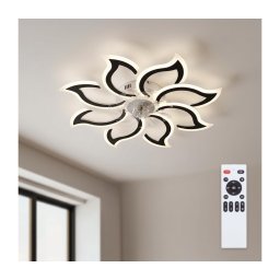Brilagi - Ventilator de tavan cu LED dimabil, 44W, 230V, Ø 90 cm, negru + telecomandă