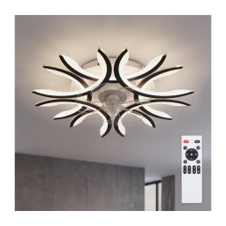 Brilagi - Ventilator de tavan cu LED dimabil, 70 W/230 V, Ø 76 cm, negru + telecomandă