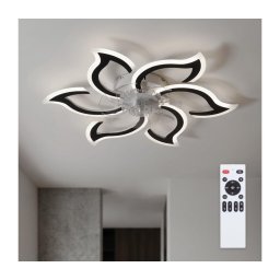 Brilagi - Ventilator de tavan cu LED dimabil, 34 W, 230 V, diam. 83 cm, negru + telecomandă