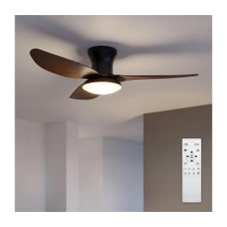 Brilagi - Ventilator de tavan LED dimabil, 38W, 230V, Ø100 cm, negru/maro, cu telecomandă