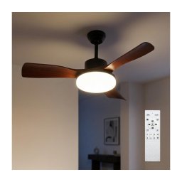Brilagi - Ventilator de tavan cu LED dimabil, 34W, 230V, 106 cm, negru/maro +telecomandă