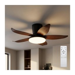 Brilagi - Ventilator de tavan cu LED dimabil, 32 W, 230 V, Ø 95 cm, negru/maro + telecomandă