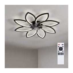 Ventilator de tavan LED dimabil Brilagi, 43W, 230V, Ø 90 cm, negru, cu telecomandă inclusă