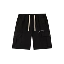 PALM ANGELS Bermude Curved Logo Loose Cargo PMCS012S26FAB002 1003-black off white