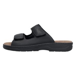 Papuci barbati, Rieker, 20390-00-Negru, casual, piele naturala, cu talpa joasa, negru (Marime: 41)