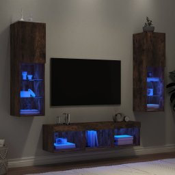 Unitati de perete TV cu LED-uri, 5 piese, stejar fumuriu, lemn GartenMobel Dekor