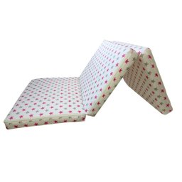Saltea pliabila pentru copii din spuma 120x60x5 cm, Stelute gri roz
