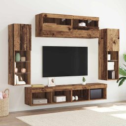 Set comoda TV Pe perete 6 pcs Lemn vechi Lemn compozit GartenMobel Dekor