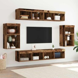 Set comoda TV Pe perete 8 pcs Lemn vechi Lemn compozit GartenMobel Dekor