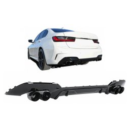 Difuzor bara spate BMW Seria 3 G20 G21 cu ornamente evacuare negre