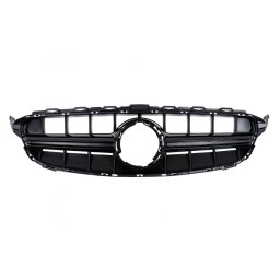 Grila centrala Mercedes W205 facelift 2018-2020, negru, fara camera