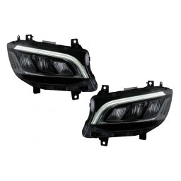 Faruri Full LED negre pentru Mercedes Sprinter W907 halogen 2019-2023