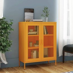 Dulap de depozitare, galben mustar, 80x35x101,5 cm, otel GartenMobel Dekor