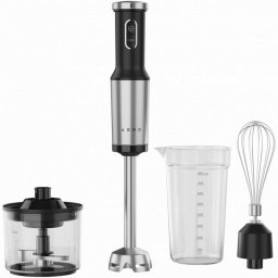 Blender, tocător și mixer 3 în 1 AENO AHB0004B, 1200 W, 0,5 l, 18 viteze, funcție Turbo, motor DC, negru/inoxidabil