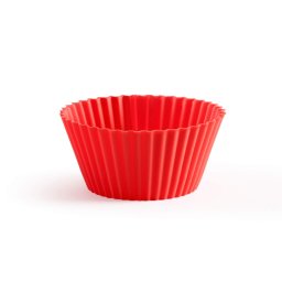 Set 6 forme pentru briose Lekue 1010163, Ø7 cm, -60°C/+220°C, Silicon platinat, Rosu
