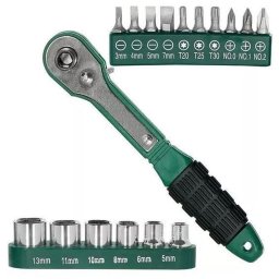 Cheie 8 piese tip clichet maner VERDE (10 biti si 6 tubulare 1/4 ) multifunctionala