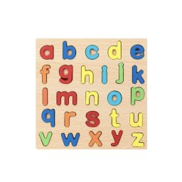 Puzzle incastru 3D litere mici, din lemn, 20x20 cm