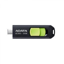 MEMORIE USB Type-C 3.2 ADATA 32 GB, retractabila, carcasa plastic, negru / verde ACHO-UC300-32G-RBK/GN (timbru verde 0.03 lei)