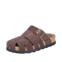 Papuci dama din piele naturala nabuc, Rieker V3164-25, maro
