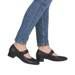 Pantofi dama din piele naturala, Rieker 43455-00, negru