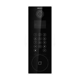 Produs Resigilat Post videointerfon de exterior pentru blocuri Hikvision DS-KD8103-E6, monitor LCD color 3.5-inch, rezolutie 480 × 320, camera video 2MP HD, unghi vizualizare: 120° wide, deschidere cu card si cod pin, capacitate utilizatori: 10000, capaci