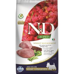 FARMINA N&D Quinoa Weight Management - Hrană dietetică pentru câini adulți - talie mică - gestionarea greutății - cu miel - 2.5 kg