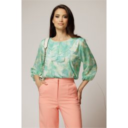 Bluza eleganta din viscoza cu imprimeu lila si roz si croi lejer