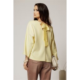 Bluza casual galbena din jerse cu funda la spate