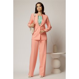 Compleu DY Fashion roz somon din sacou si pantalon si inchidere la un nasture