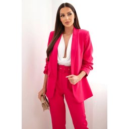 Elegant set of jacket and trousers in fuchsia color