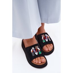 Papuci de damă din piele întoarsă cu platformă Vinceza