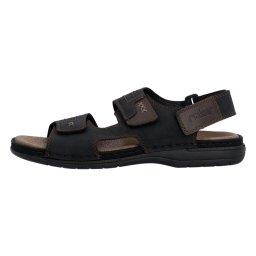 Sandale barbati, Rieker, 25561-00-Negru, casual, piele naturala, cu talpa joasa, negru (Marime: 45)
