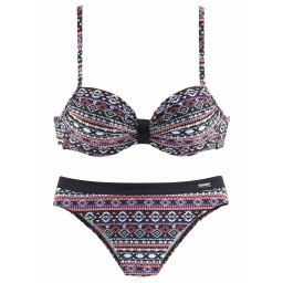 LASCANA Costum de baie două piese albastru marin / lila / roșu pastel / alb