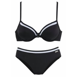 LASCANA Costum de baie două piese negru / alb