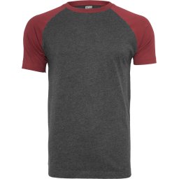 Urban Classics Tricou gri închis / roșu burgundy