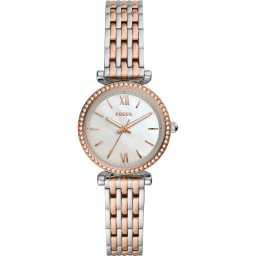 FOSSIL Ceas analogic 'Carlie Mini' auriu / argintiu / alb perlat