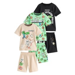 Next Pijamale 'License Minecraft' bej / verde mentă / negru / alb