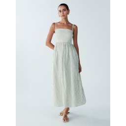 St MRLO Rochie 'Lanah' fildeş / verde stuf