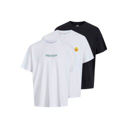 JACK & JONES Tricou 'JORWOWIE' negru / alb