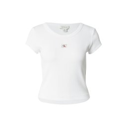Calvin Klein Jeans Tricou 'Woven Label Baby' roșu / alb