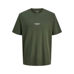 JACK & JONES Tricou 'JJESOHO' verde pin / alb