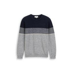 TOM TAILOR Pulover bleumarin / gri amestecat / alb
