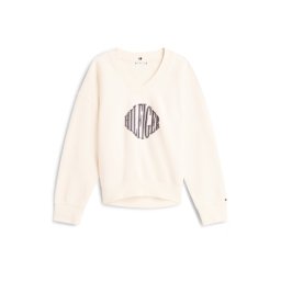 TOMMY HILFIGER Bluză de molton 'VARSITY' crem / bleumarin