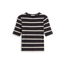 TOMMY HILFIGER Tricou negru / alb murdar